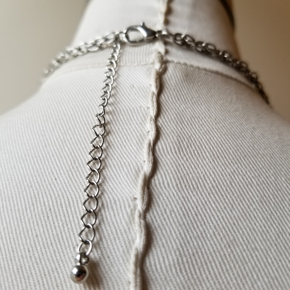 Silver Rhinestone Flower Pearl Bead Neckla… - Picture 5 of 8